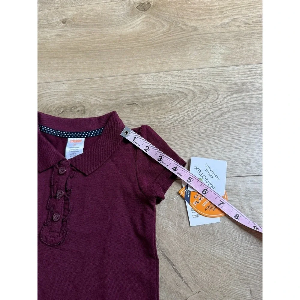 NWT Girls Kid Gymboree playproof uniforms nanotex short sleeve polo maroon sz 2T